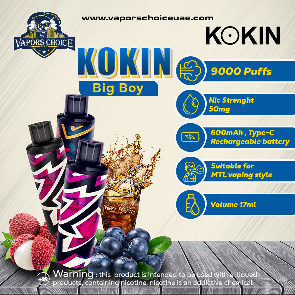 BIG BOY 9000 PUFFS (50mg)- KOKIN DISPOSABLE VAPE ABU DHABI UAE - 1