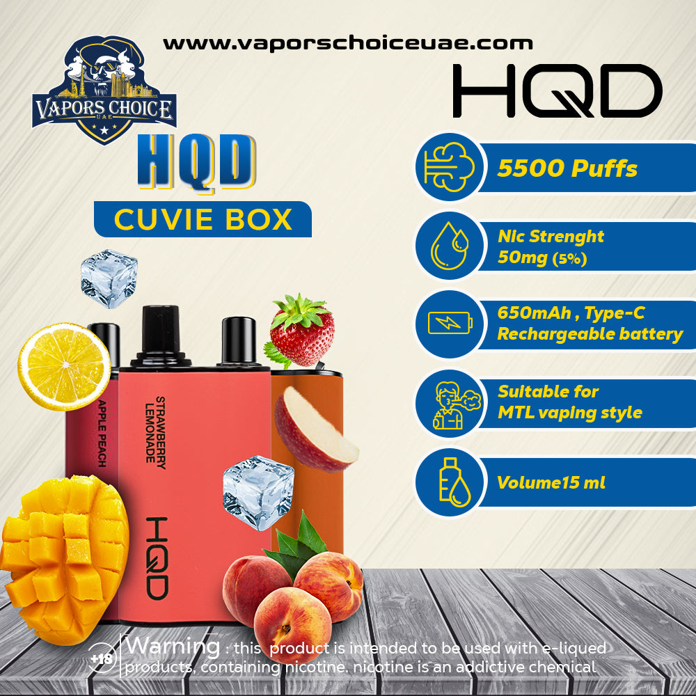 CUVIE BOX (50mg) - HQD DISPOSABLE VAPE 5500 PUFFS ABU DHABI UAE