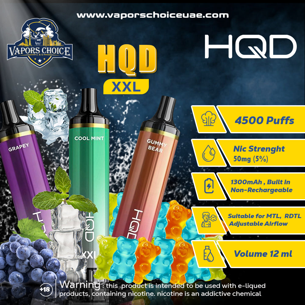 HQD XXL 4500 PUFFS (50mg)- DISPOSABLE VAPE ABU DHABI DUBAI UAE