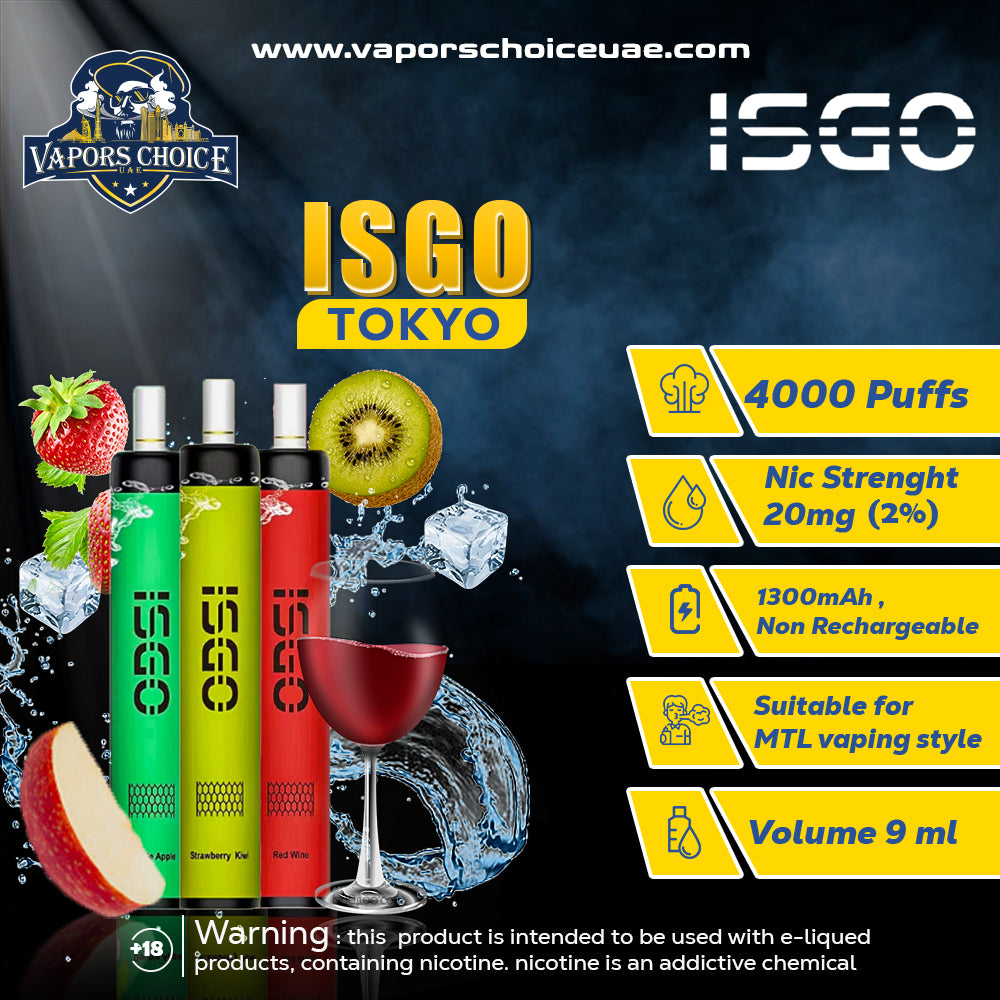 ISGO TOKYO 4000 PUFFS DISPOSABLE VAPE DUBAI ABU DHABI UAE