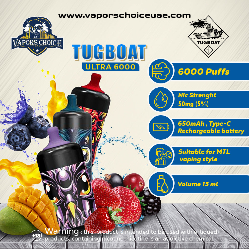 TUGBOAT ULTRA (50mg) 6,000 PUFFS - DISPOSABLE VAPE DUBAI UAE