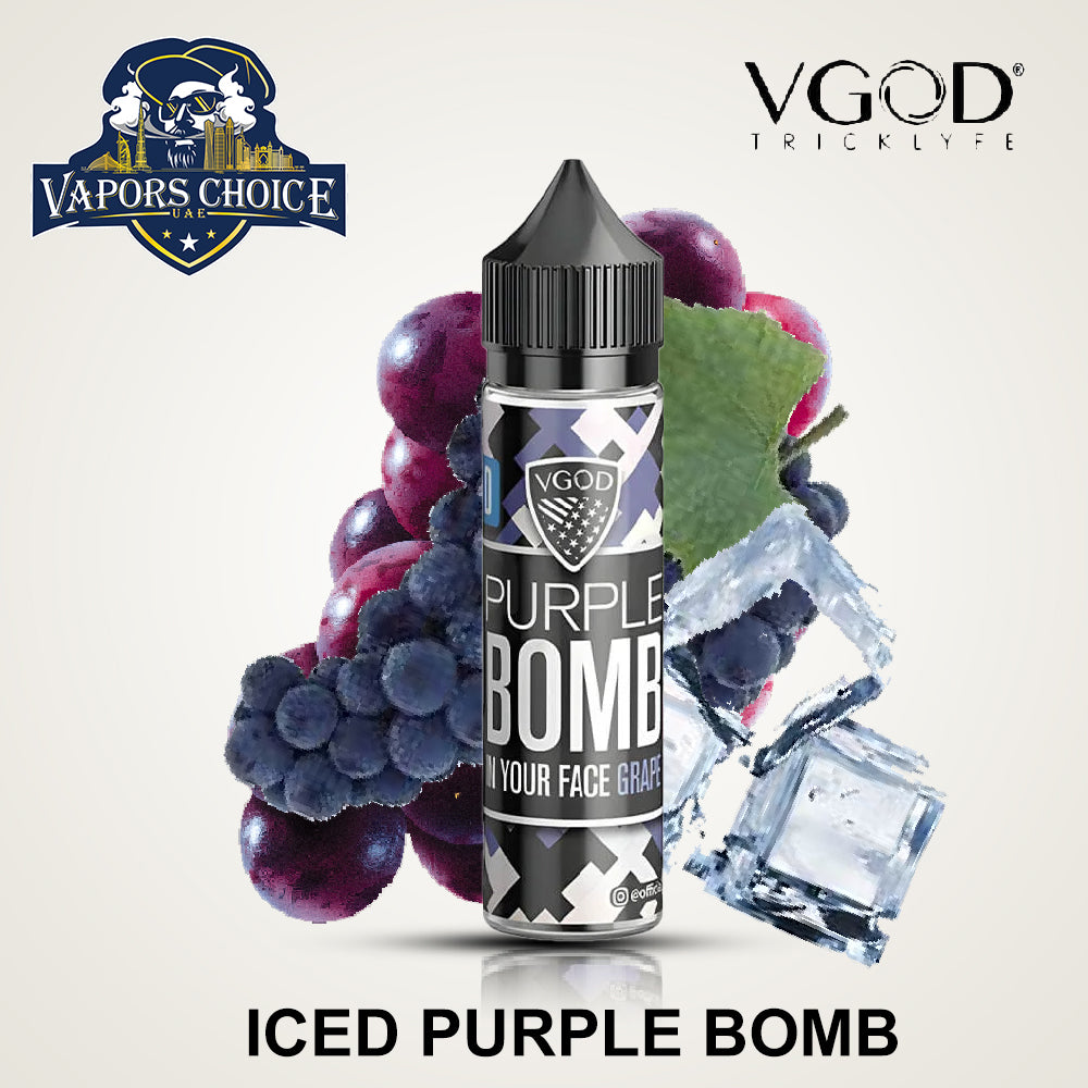 VGOD E-Liquids 60ML FreeBase ICED PURPLE BOMB, UAE,DUBAI ABU DHABI
