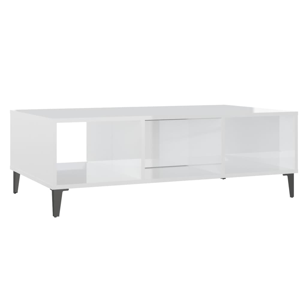 Sohvapöytä korkeakiilto valkoinen 103,5x60x35 cm lastulevy – 