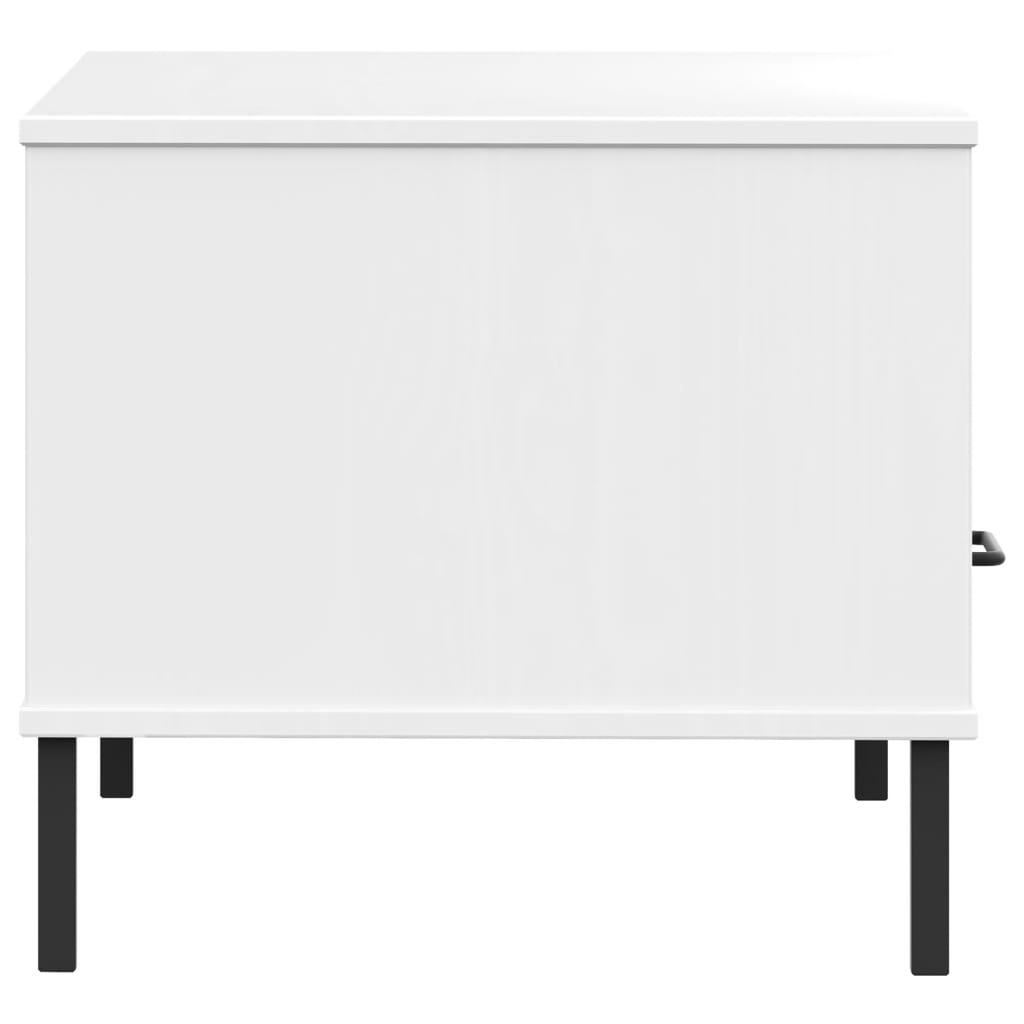 Sohvapöytä metallijaloilla valkoinen 85x50x45 cm täyspuu OSLO – 