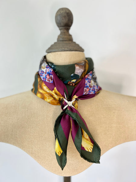 You can also add a scarf ring instead of tying at the front for your large square basic knot scarf style
