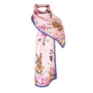 Vuitton Pink Flower Silk Small Scarf