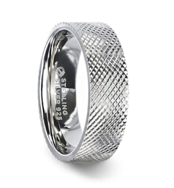 Men Wedding Band Solid 925 Sterling Silver Ring