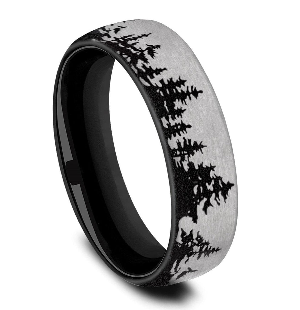 Black Plated TITANIUM TENSION RING with 4mm CZ and Grooved Accent - size #  11