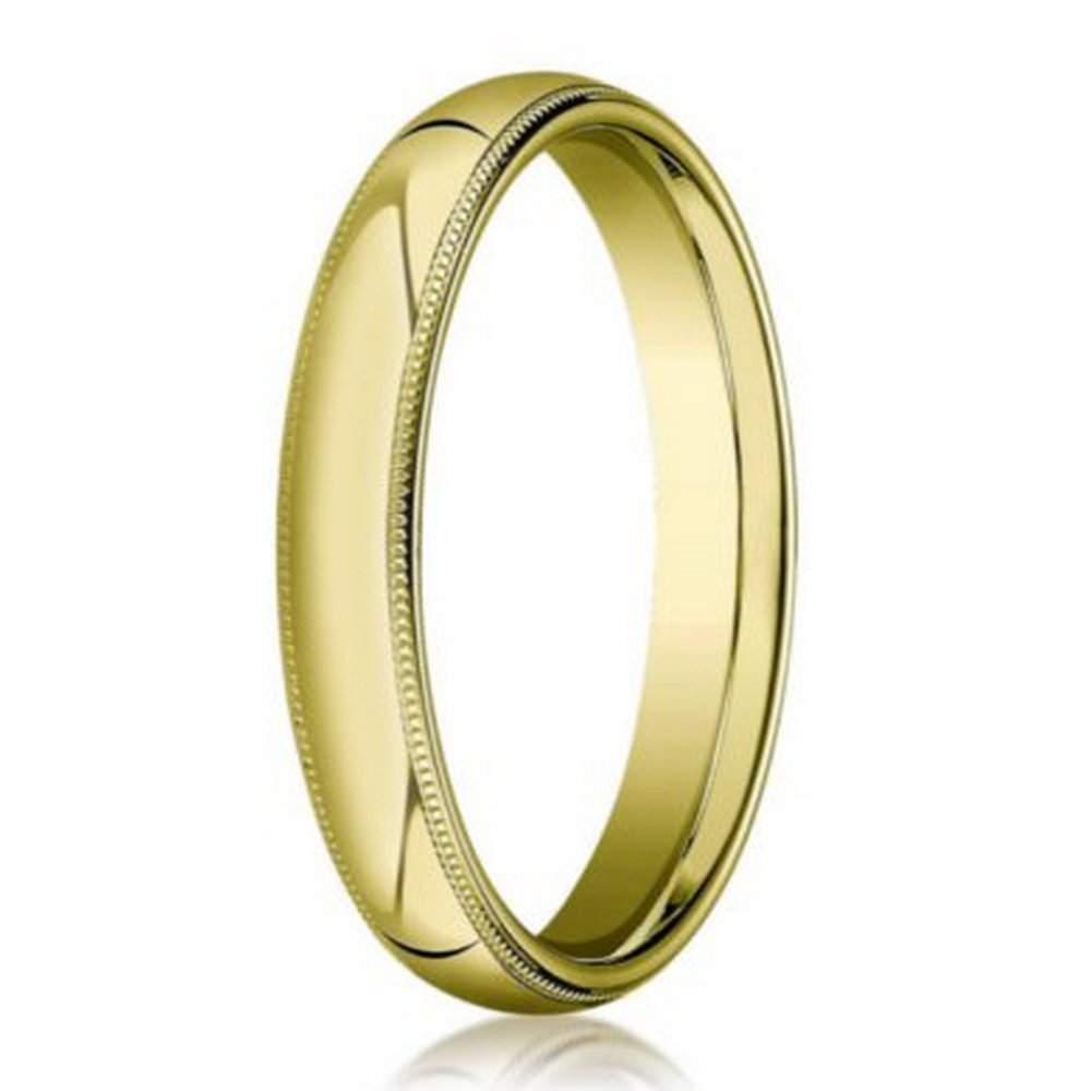 4mm Domed Milgrain Polished Finish Comfort-fit 10K Yellow Gold Wedding