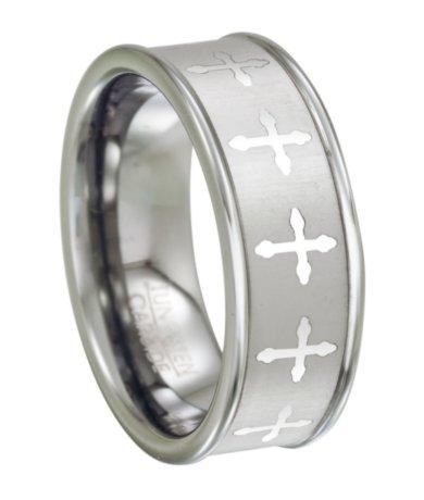 Moneekar Jewels Basic Men's Tungsten Carbide Ring 8mm Polished Beveled Edge  Matte Brushed Finish Center Wedding Band Rings for Men : : Fashion