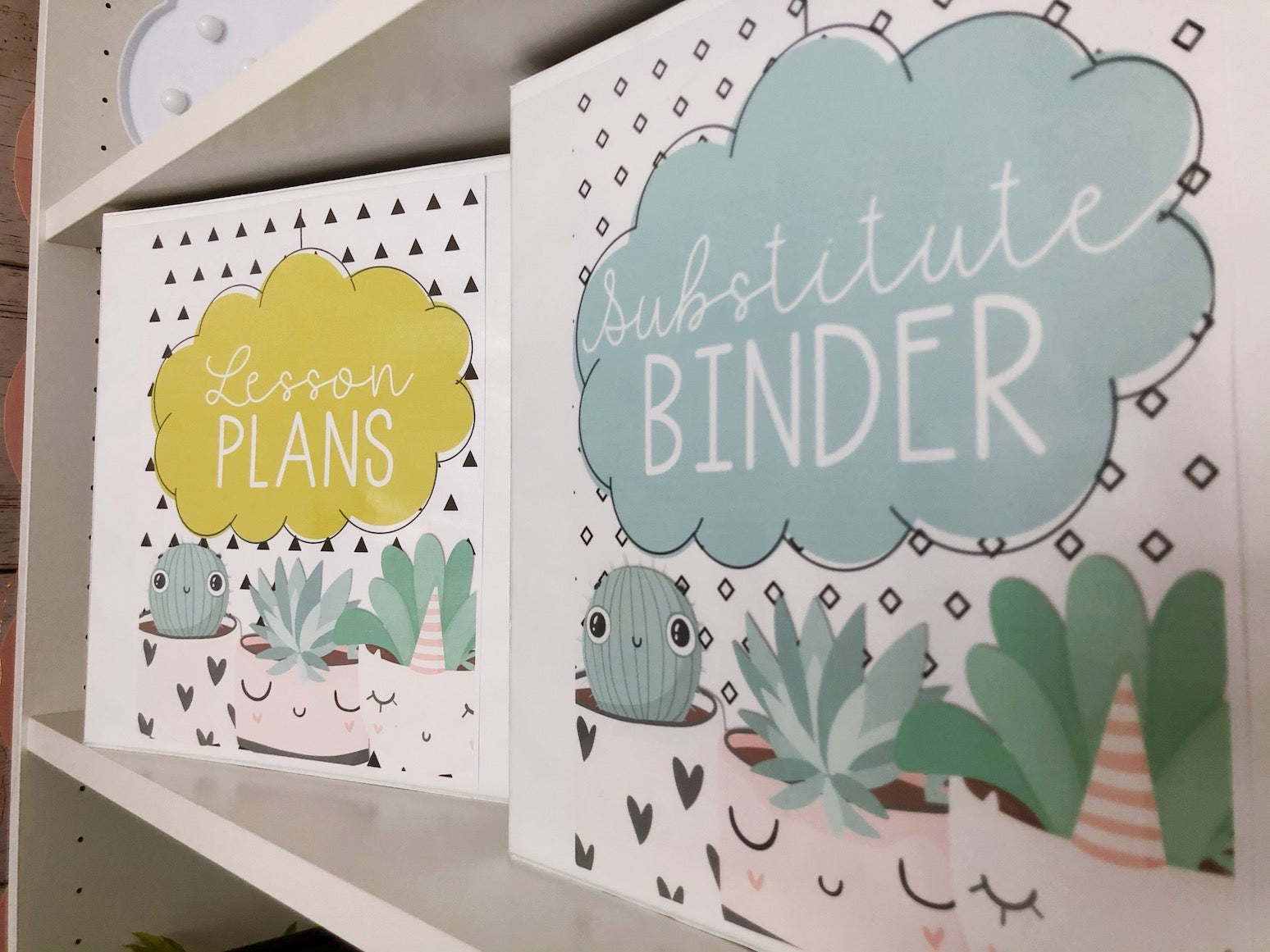 Editable Pastel Teacher Binders with Succulents