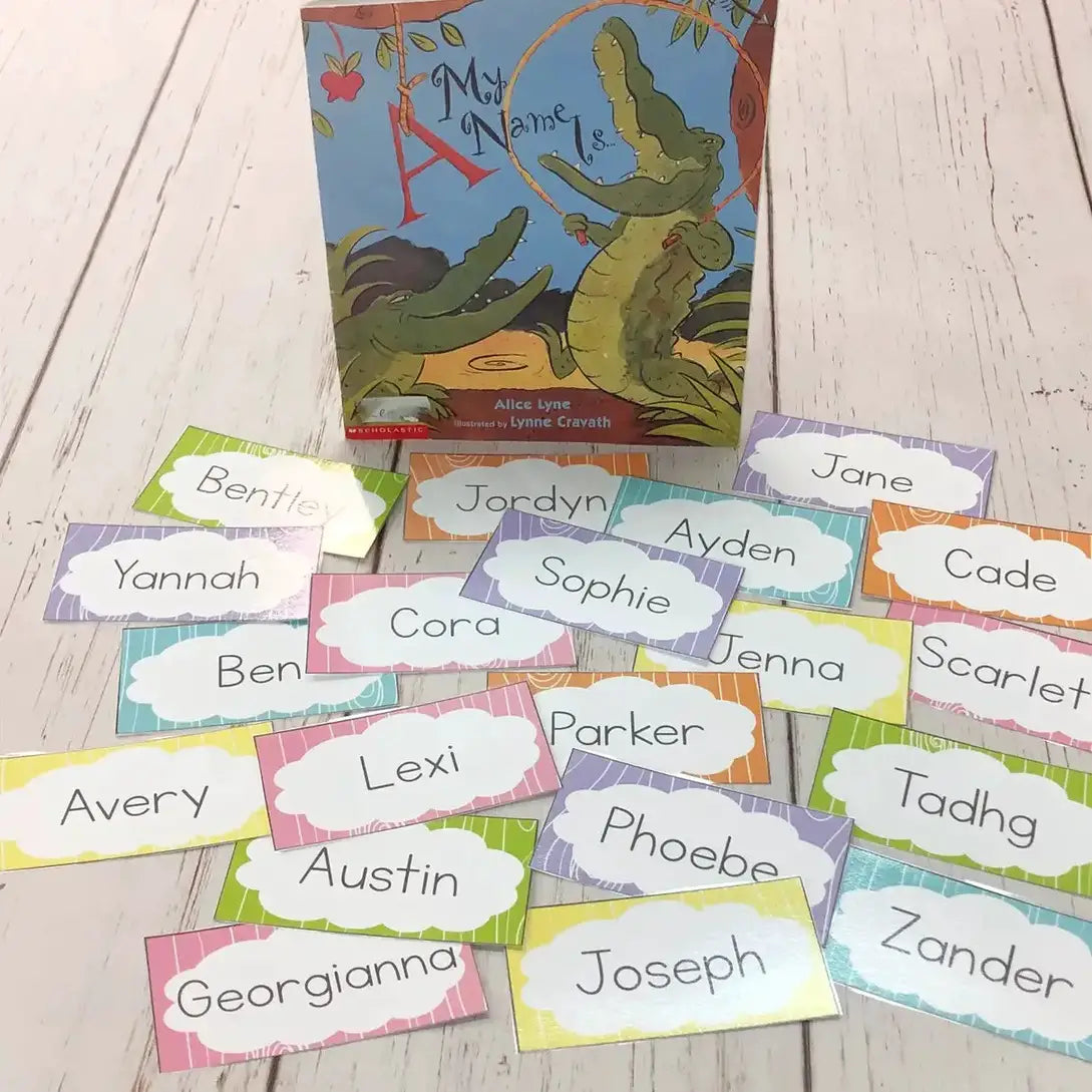 Name cards for A My Name Is... beginning sounds memory game