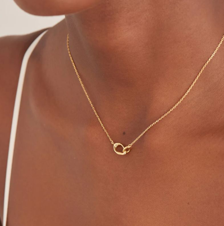 Sterling Silver Gold Plated Eclipse Emblem Necklace By Ania Haie