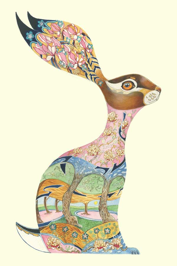 Hare design with floral design inside