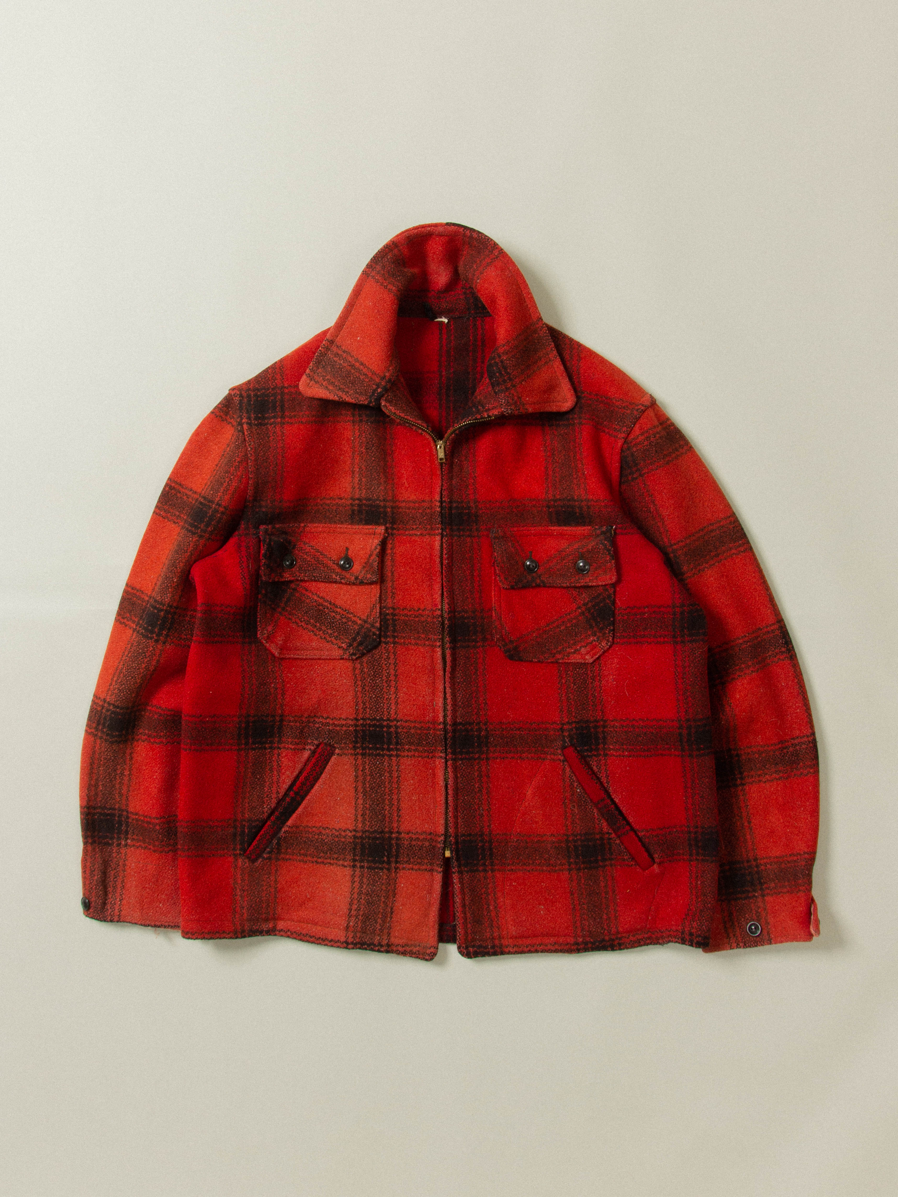 image of Vtg 1960s Buffalo Plaid Wool Jacket (M)