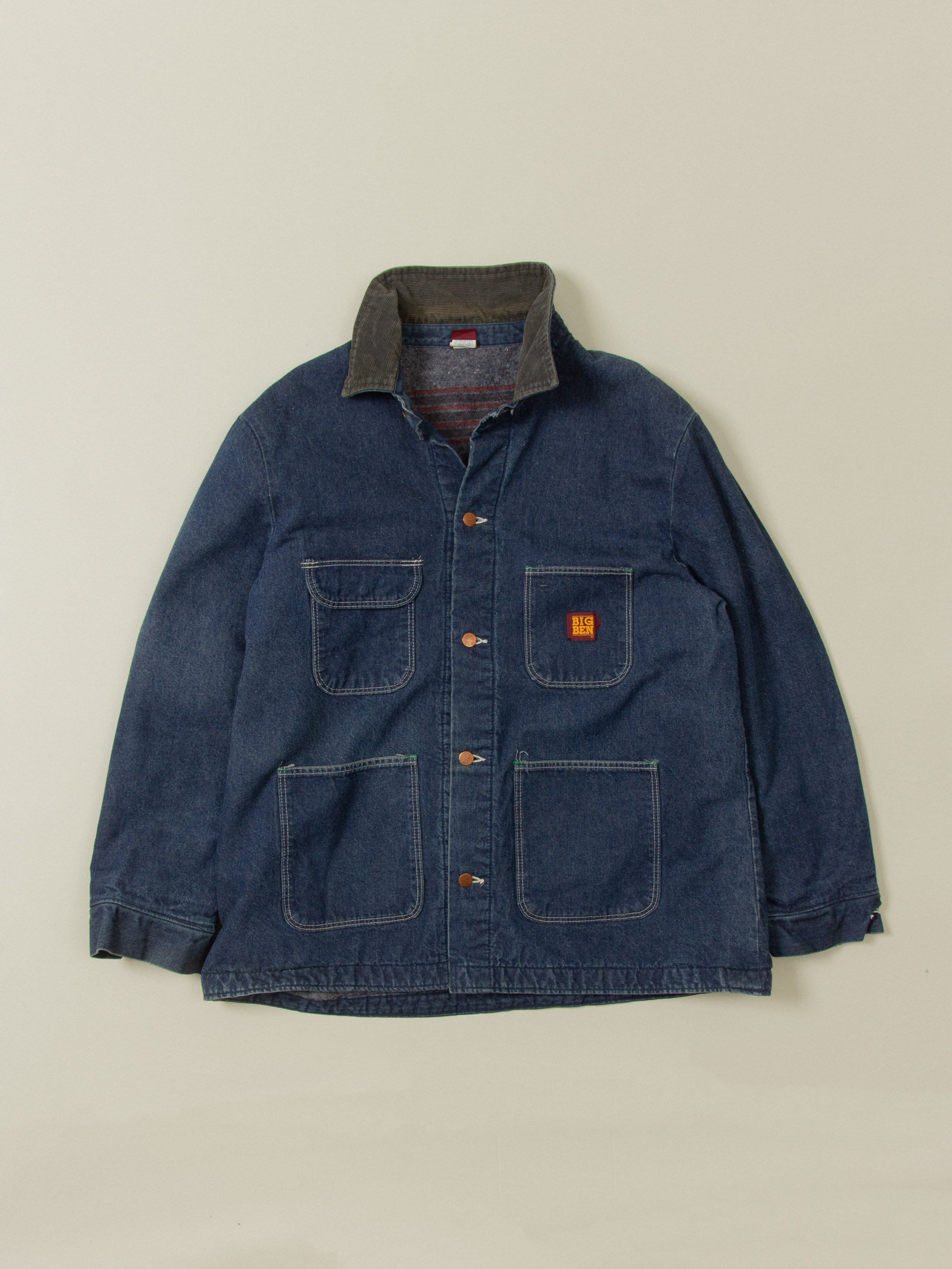 image of Vtg 1980s Big Ben Lined Denim Chore Jacket - Made in USA (M)