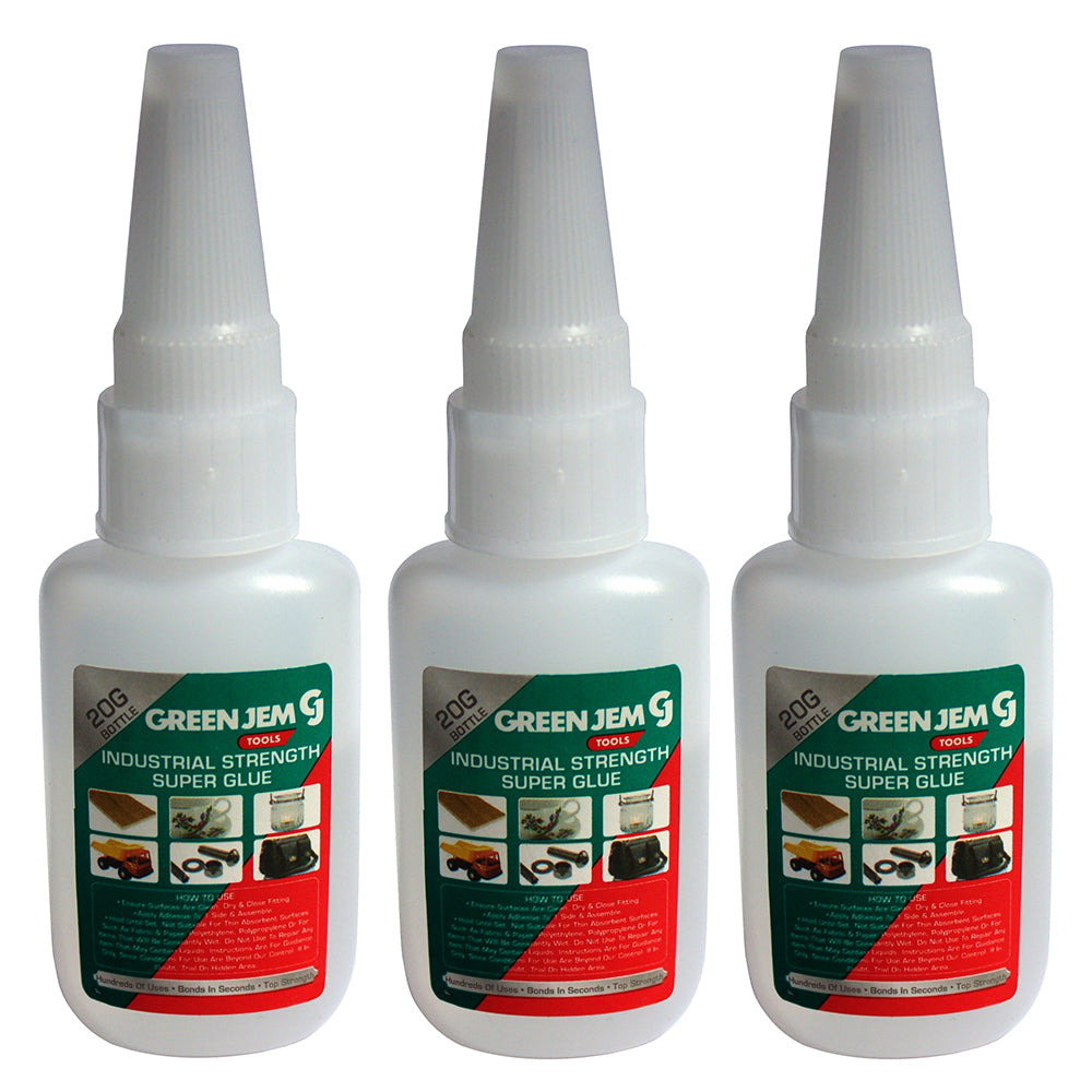 Green Jem Super Glue 3 x 20g Bottle