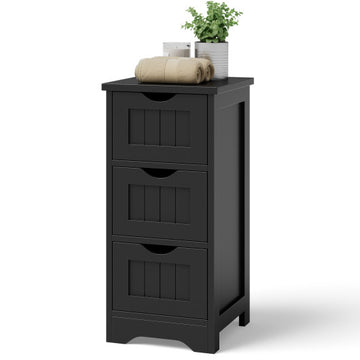 Bathroom Floor Freestanding Storage Organizer with 3 Drawers-Black