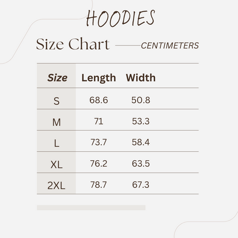 Size Chart - Hoodies - CM