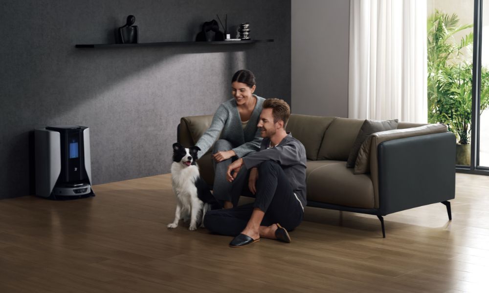 Robot vacuum cleaner in the living room