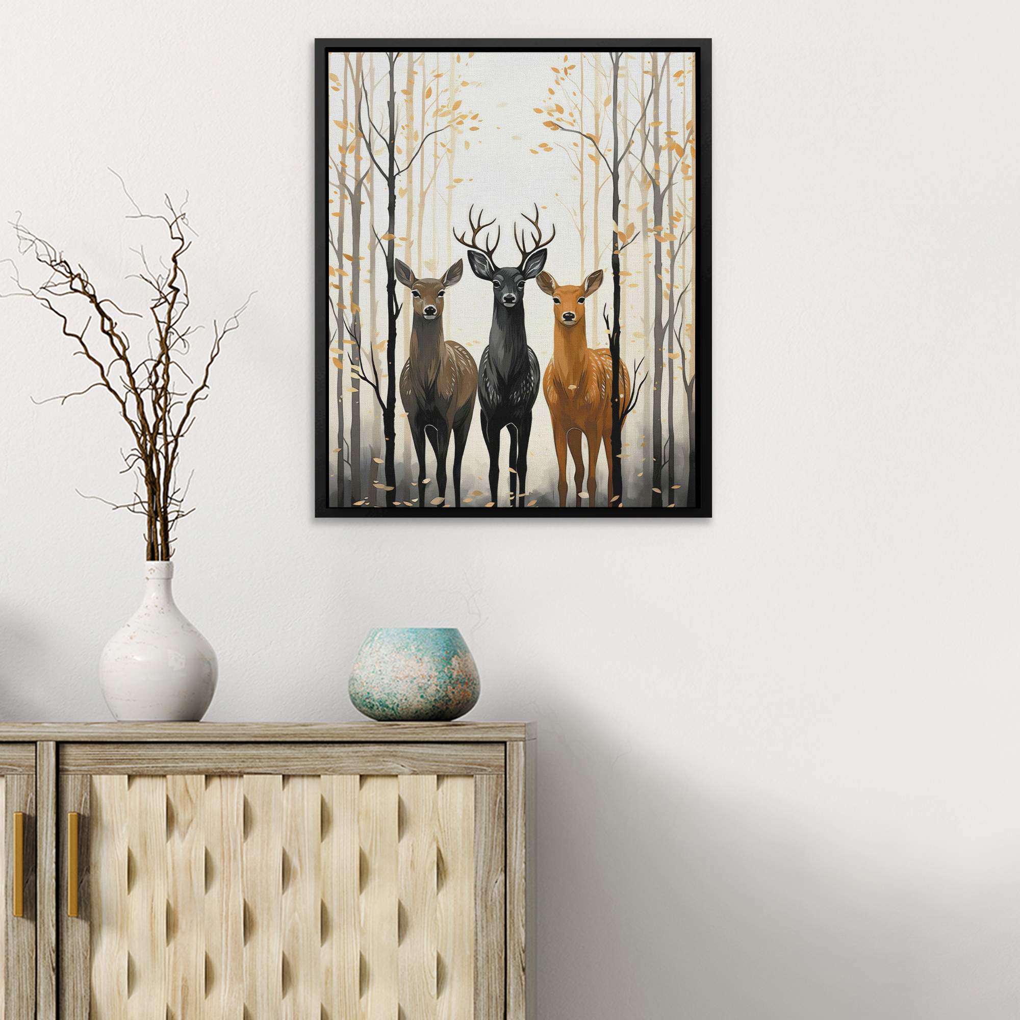 Vibrant Deer in Forest Canvas Art - Large Canvas Painting for Wall Dec -  Kotart