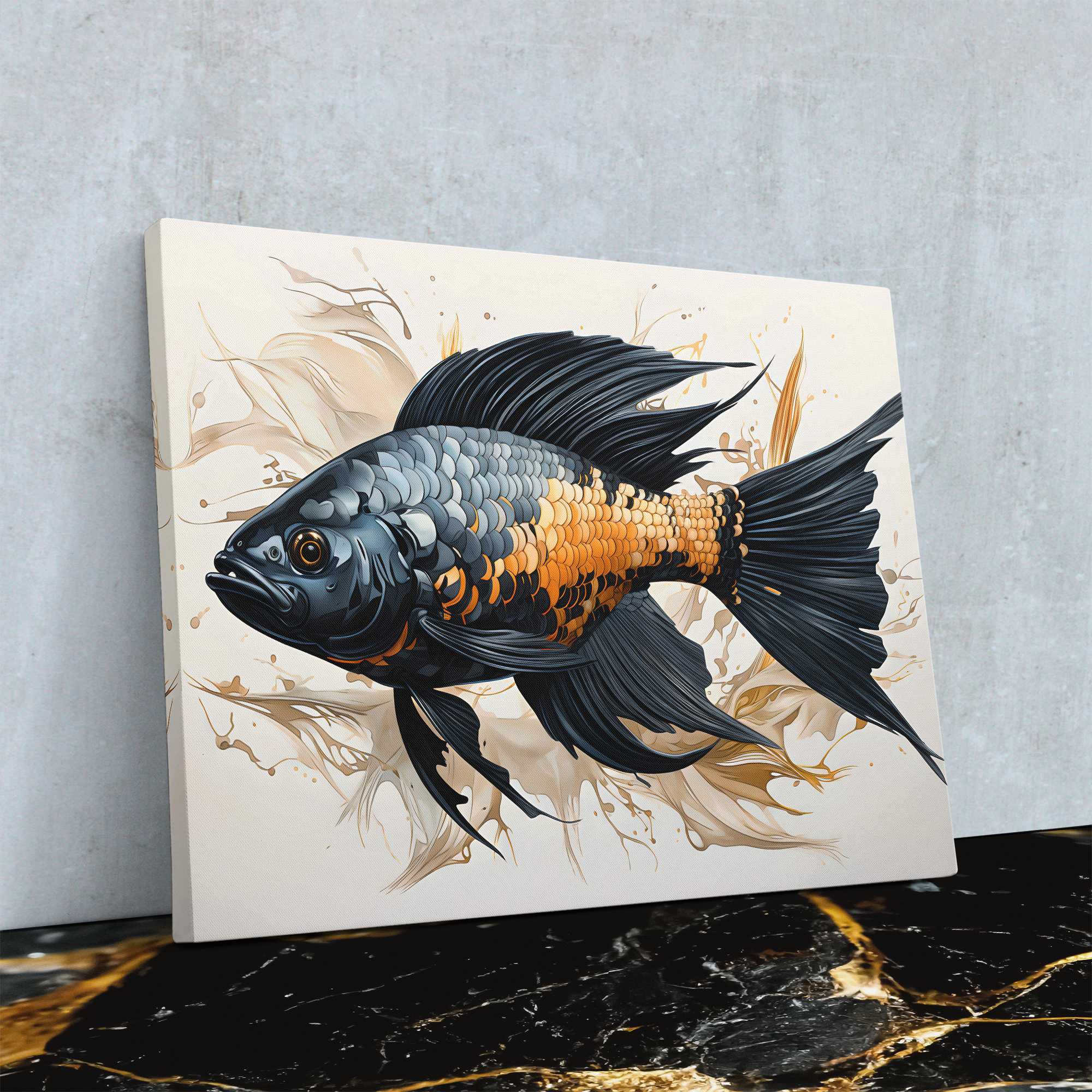 Bass Fisherman Painting & Abstract Canvas Art for Anglers - Luxury