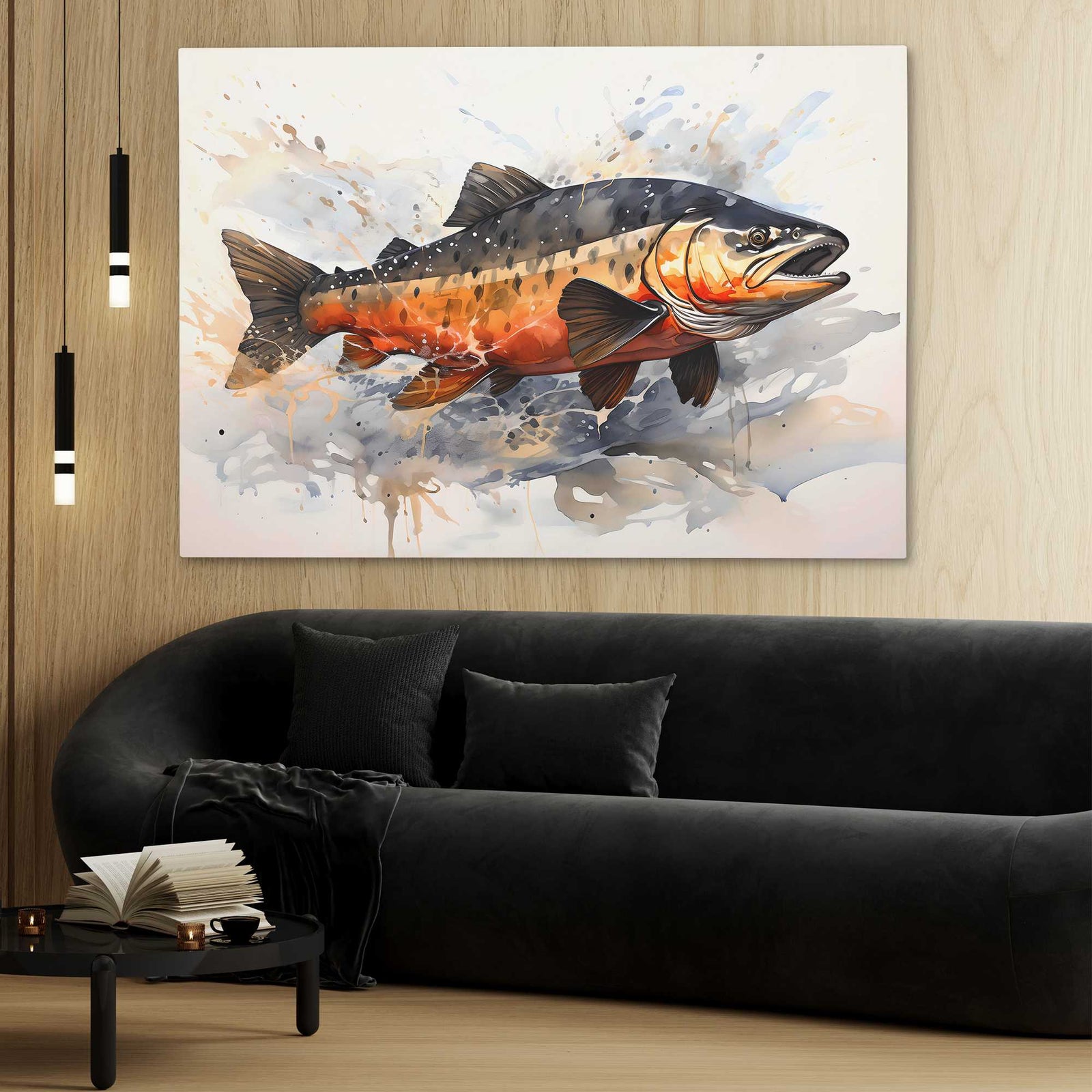 American Angling Fish Wall Hanging Picture Salmon Man Cave Room