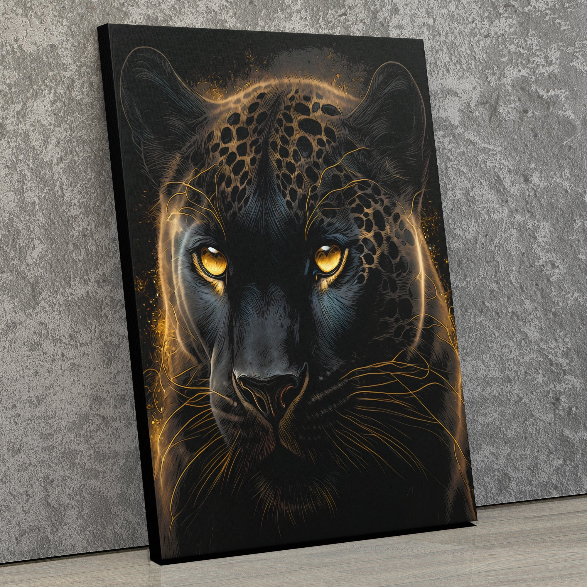 Golden Cheetah Wall Art - Hypnotic Africa Decor - Luxury Wall Art