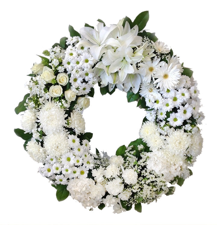 White Funeral Wreath in Basehor, KS | The Flower Bar Design