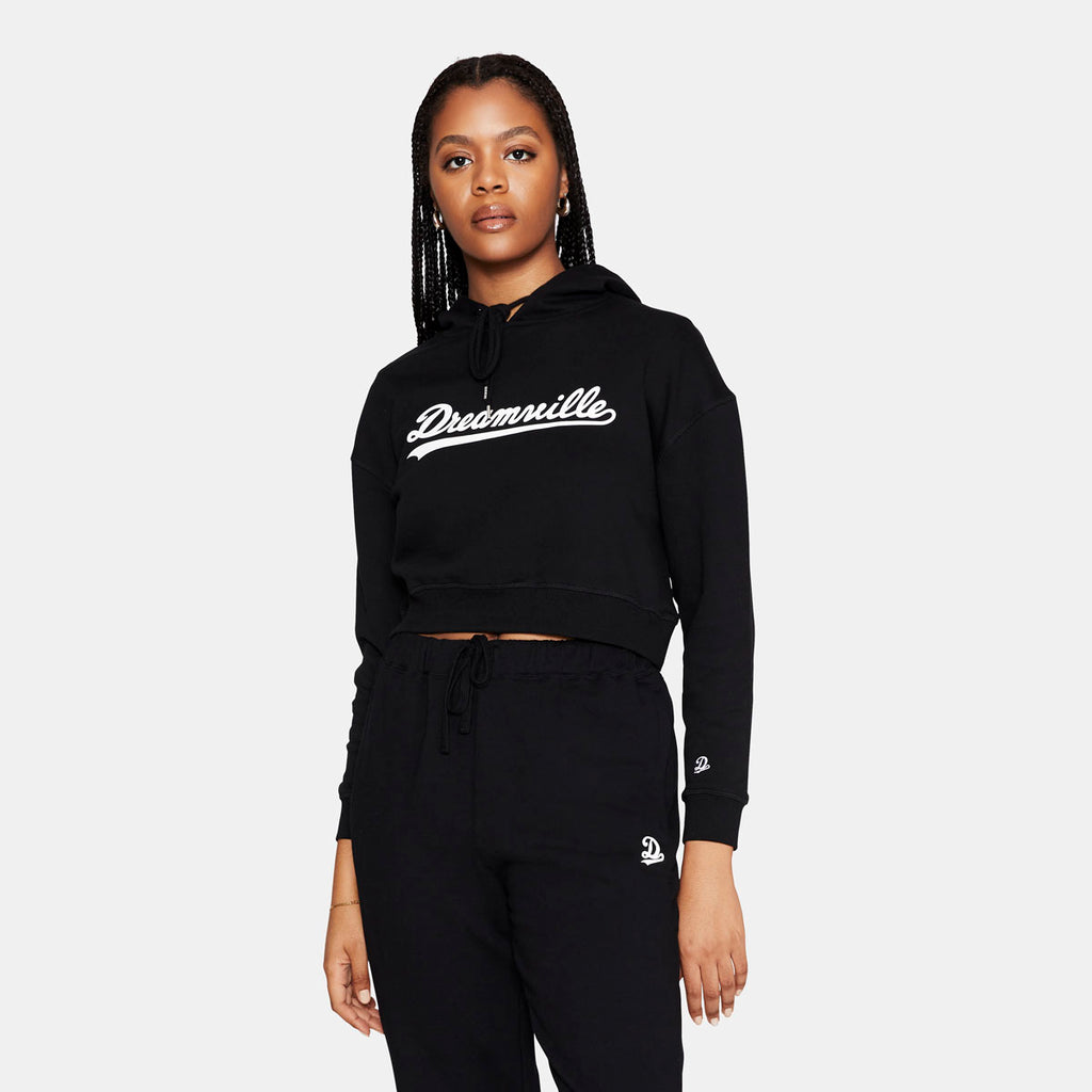 Dreamville Classic Cropped Logo Hoodie Black/White Dreamville