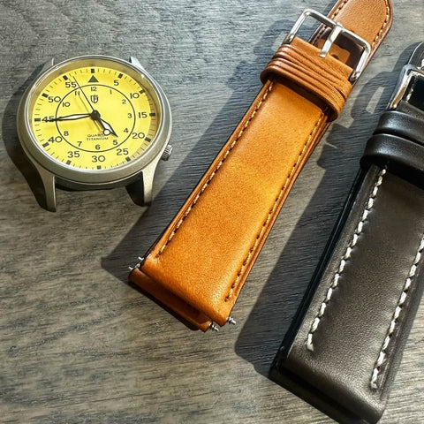 Berny Field Watch with Premium Leather watch straps from The Thrifty Gentleman