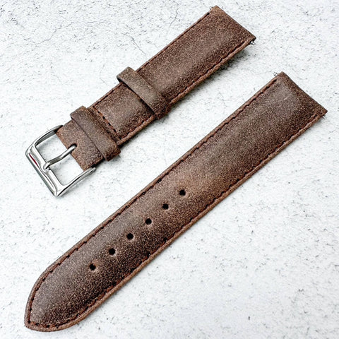 Vintage Smooth Genuine Leather Watch Strap in Medium Brown from The Thrifty Gentleman