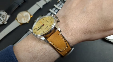 Light Brown Vintage Style Genuine Leather Watch Strap from The Thrifty Gentleman
