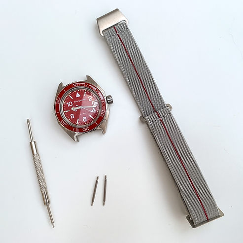 Parts ready to install Marine Nationale watch strap