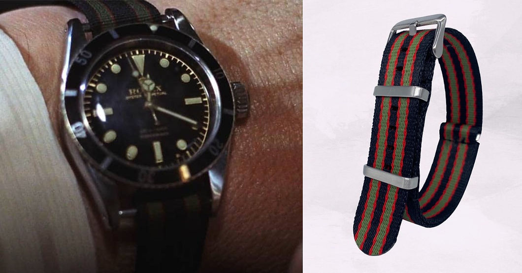 Black, Red and Green James Bond NATO strap from Goldfinger