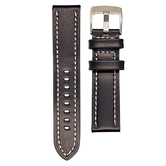 Smooth Grain Leather White Stitched Watch Strap in Dark Brown from The Thrifty Gentleman