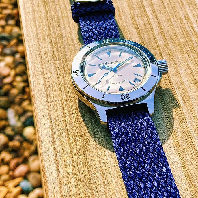 stunning perlon watch strap in blue - comfortable and stylish