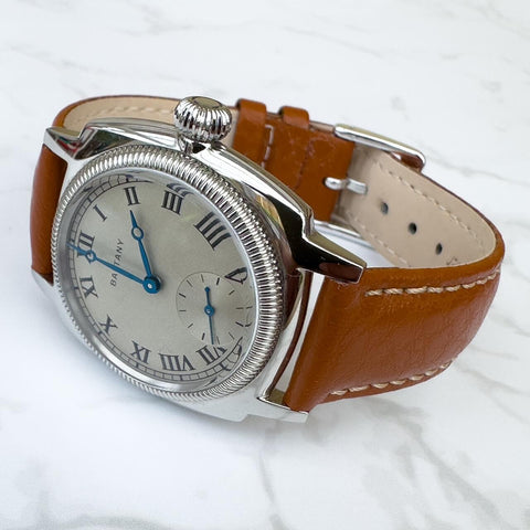 Baltany Watch with Buffalo Grain Light Brown Watch Strap from The Thrifty Gentleman