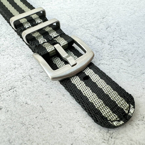 Military Two Piece Nylon Watch Strap in Black & Grey (Bond Spectre style) from The Thrifty Gentleman