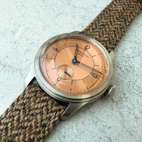 Pierre Paulin Watch with Tweed Style Khaki Herringbone Watch Strap from The Thrifty Gentleman