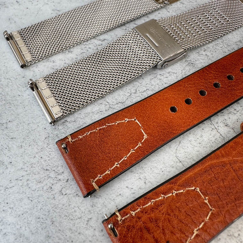 Leather and Milanese Mesh Metal Quick Release Watch Strap Options