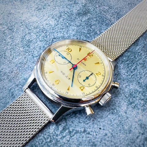Seagull 1963 Watch With Milanese Mesh Metal Watch Strap from The Thrifty Gentleman