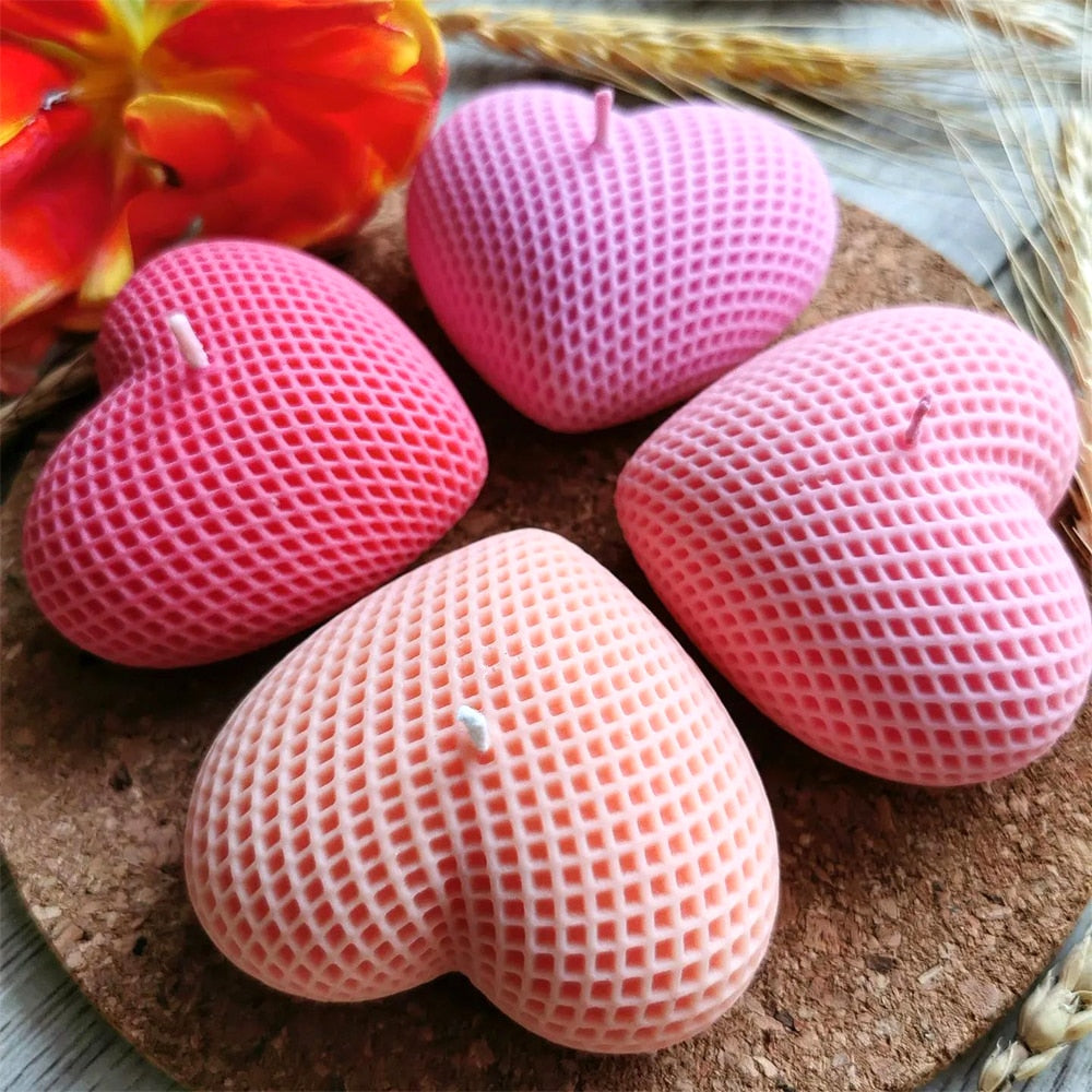 3D Diamond Candle Mould Love Heart Shape Resin Plaster Silicone Mold Cake Decoration Chocolate Dessert Mold Handmade Soap Making