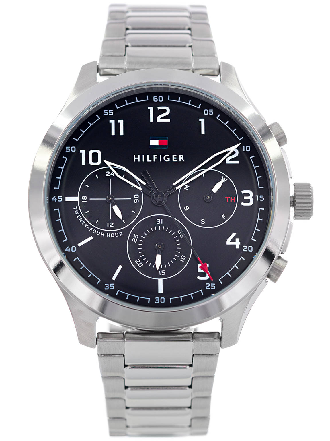 Tommy Hilfiger Mens Quartz Stainless Steel Black Dial 45mm Watch - 1791852