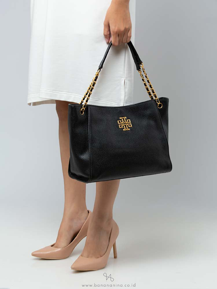 Tory Burch Britten Small Slouchy Tote Bag - 73503 - Black