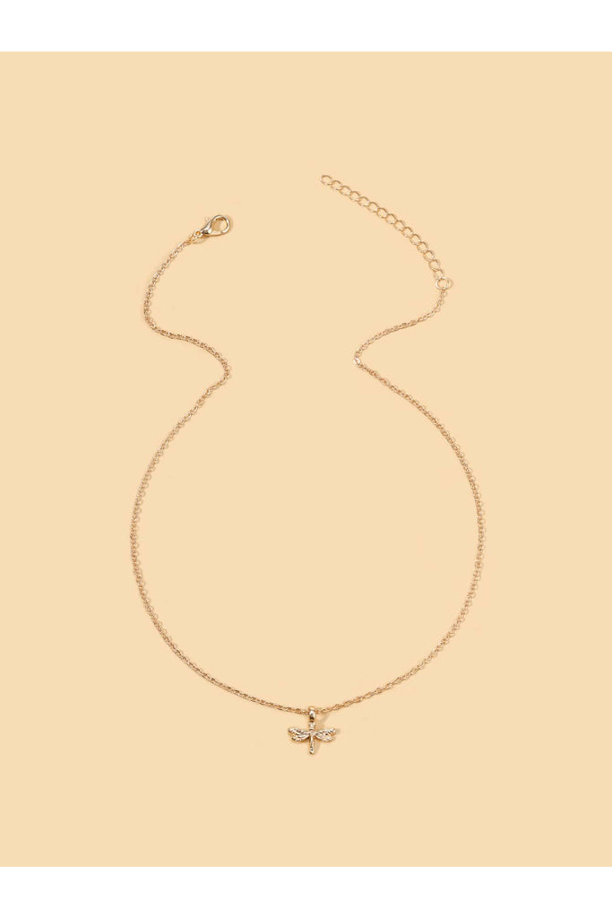 Buy Shein Dragonfly Pendant Necklace - Yellow Gold