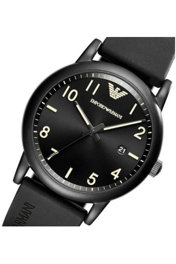 Buy Emporio Armani Men's Quartz Silicone Strap Black Dial 43mm Watch 11071