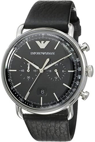 Emporio Armani Luigi Grey Leather Grey Dial Quartz Watch for Gents EM