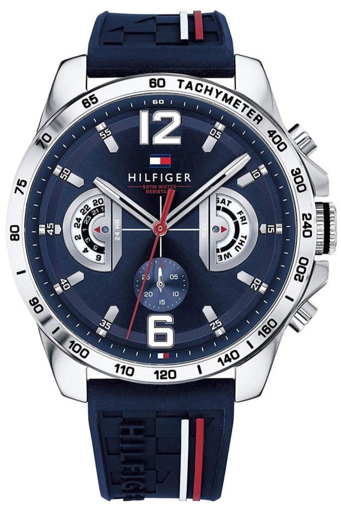 Buy Tommy Hilfiger Men's Quartz Blue Silicone Strap Blue Dial 46mm Watch  1791476
