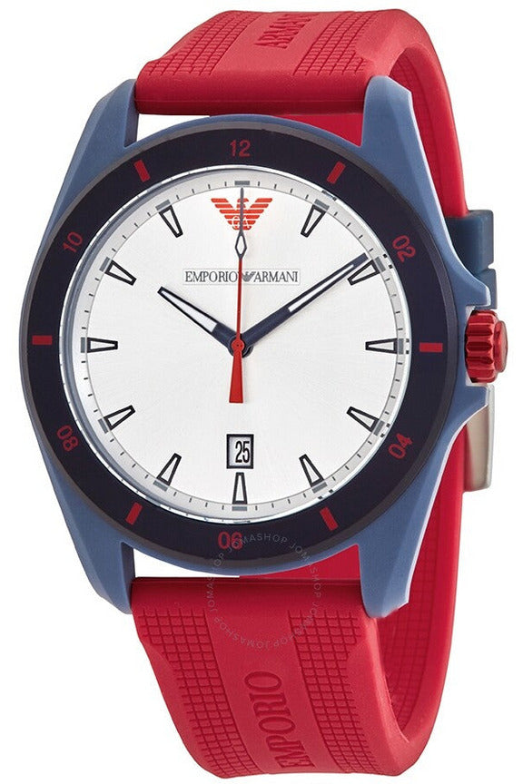 Buy Emporio Armani Sigma Red Silicone Strap Silver Dial Quartz Watch for  Gents - Emporio Armani AR 11219